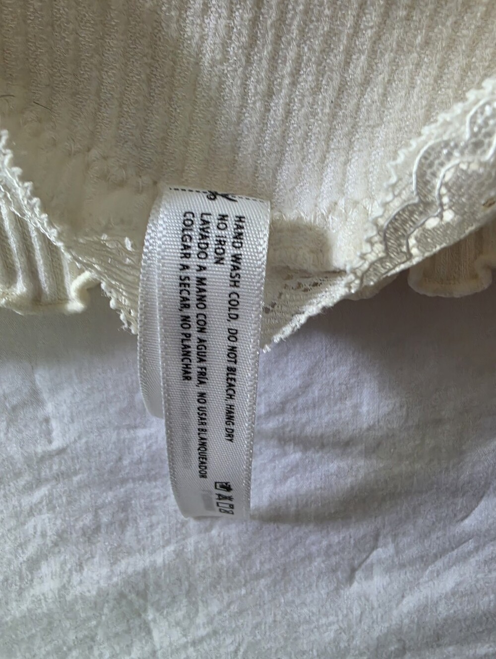 Love Tree Ribbed Knit Cropped Cami Tank Top Lace Trim Cream Large - Picture 8 of 8